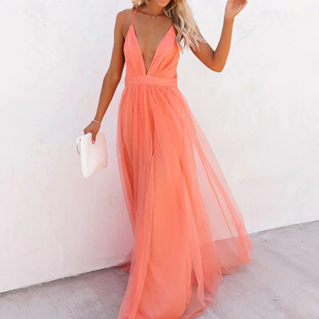 DELACROIX | Lumière Coral Maxi Dress