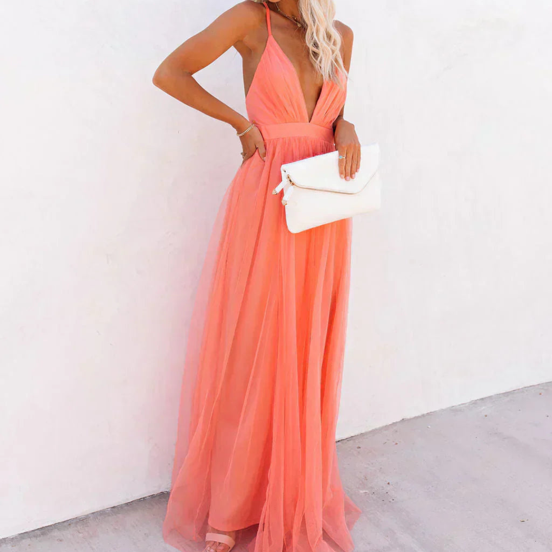 DELACROIX | Lumière Coral Maxi Dress