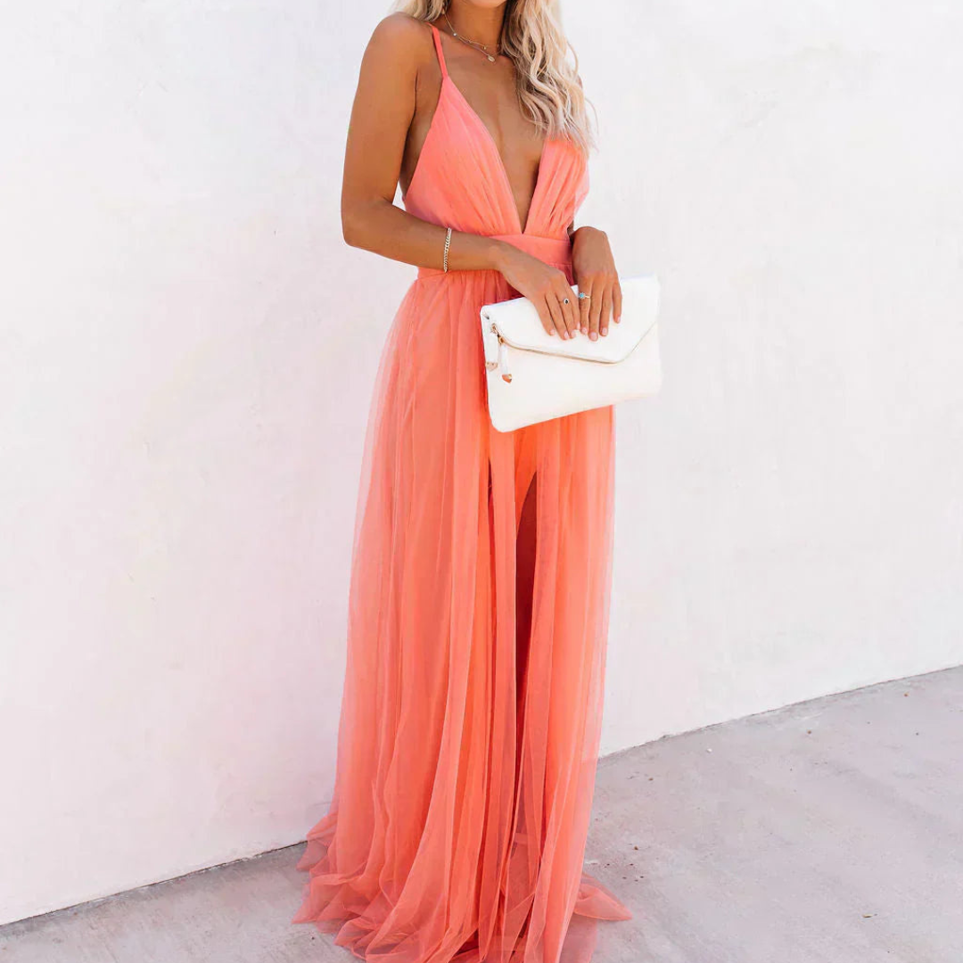 DELACROIX | Lumière Coral Maxi Dress