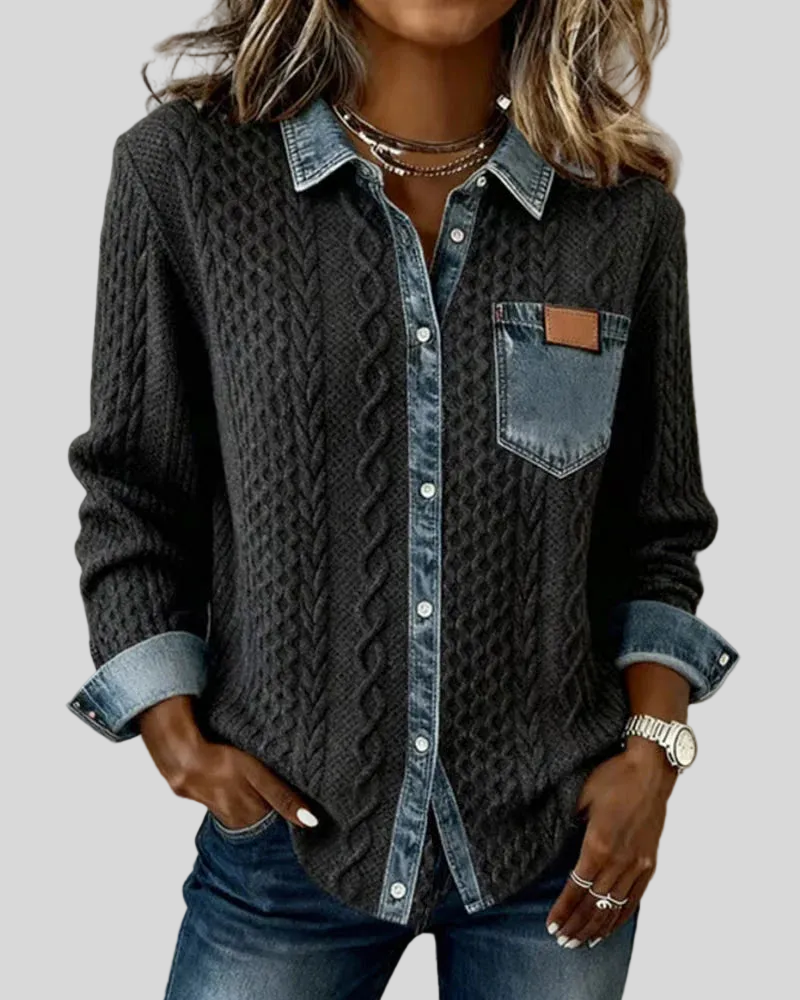 Simone | Denim Patchwork Shirt