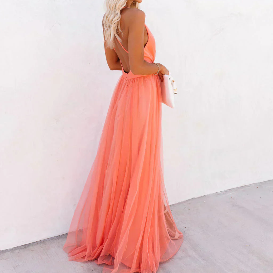 DELACROIX | Lumière Coral Maxi Dress