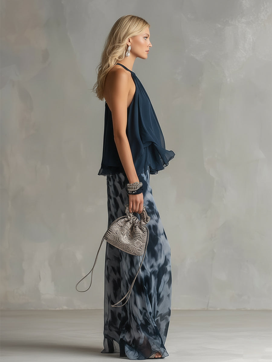 Élise | An elegant, lightweight ensemble featuring a flowing top and wide-leg pants