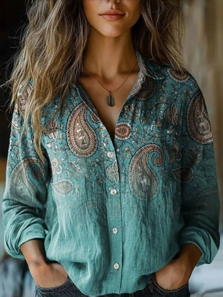 SARAH RETRO LONG-SLEEVE BLOUSE