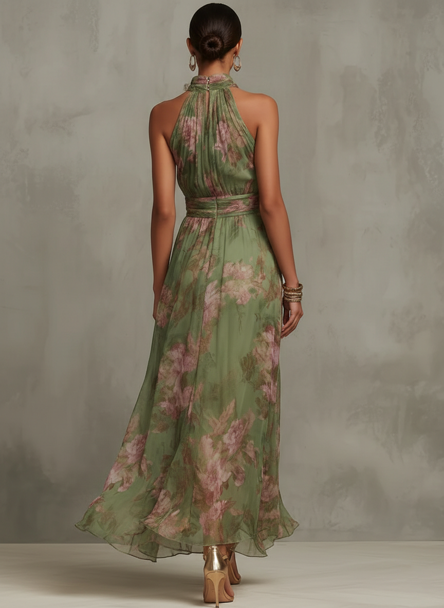 Livia | Maxi dress with a halter neck and floral print