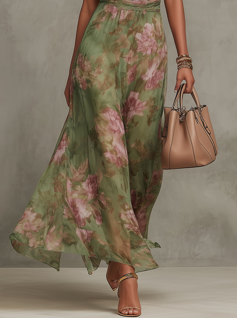 Livia | Maxi dress with a halter neck and floral print