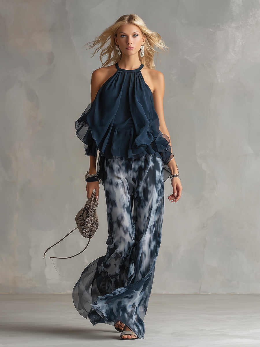 Élise | An elegant, lightweight ensemble featuring a flowing top and wide-leg pants