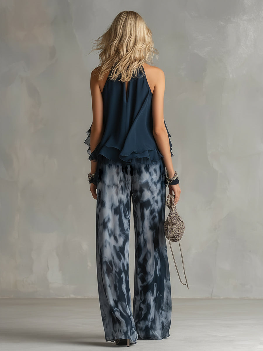 Élise | An elegant, lightweight ensemble featuring a flowing top and wide-leg pants