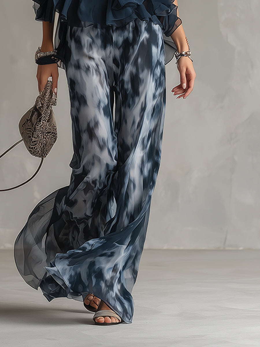 Élise | An elegant, lightweight ensemble featuring a flowing top and wide-leg pants
