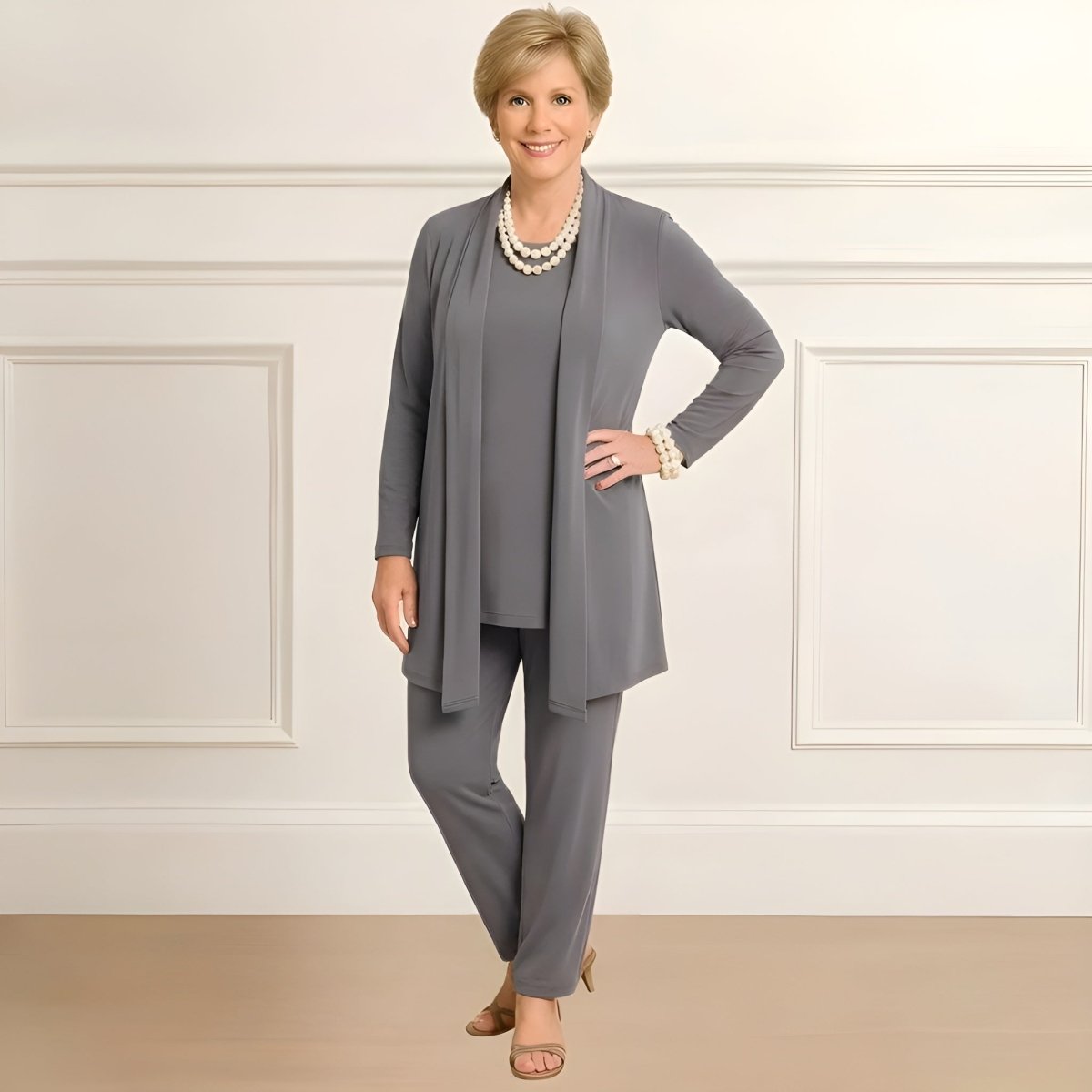 Rosy Cardigan, Top & Trousers Set