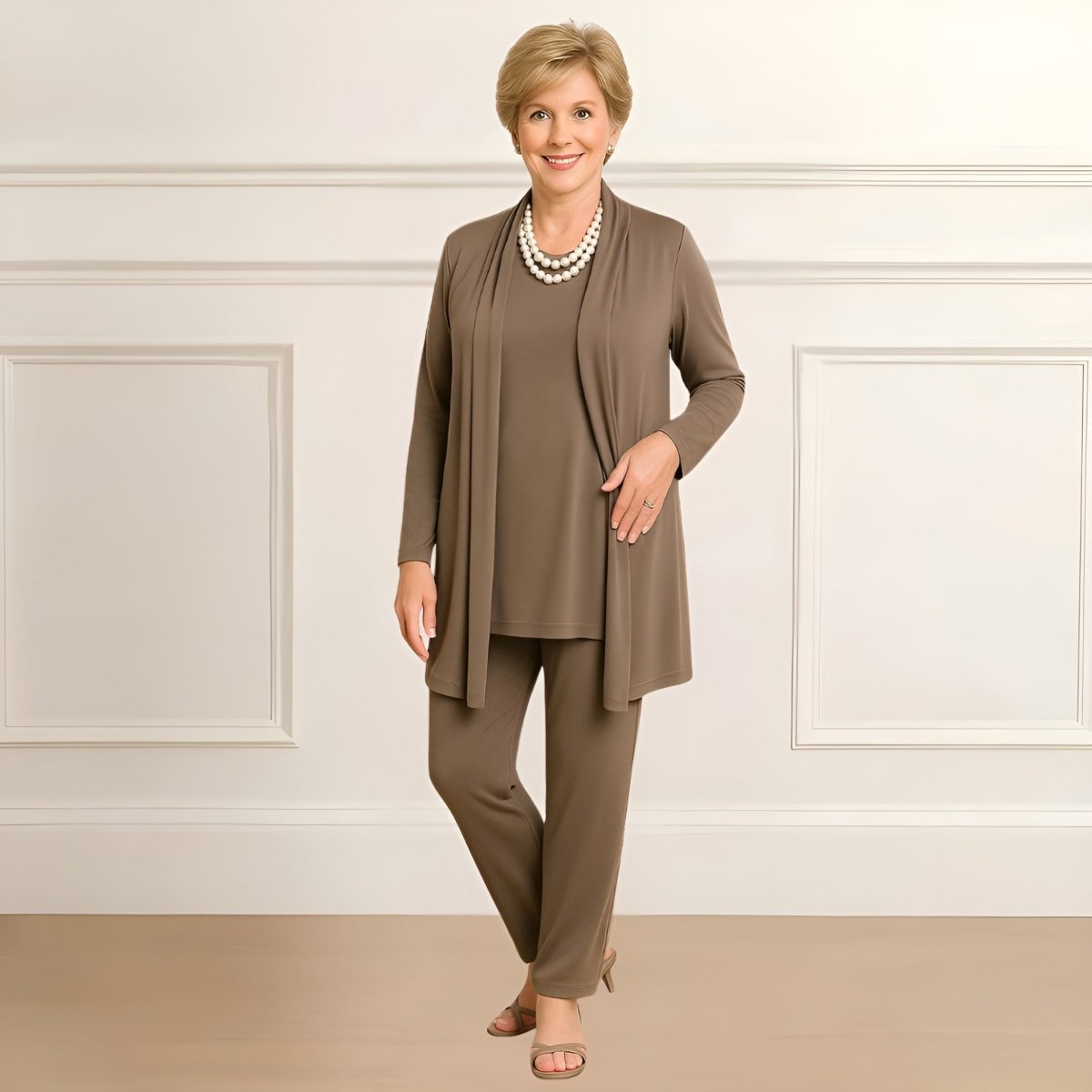 Rosy Cardigan, Top & Trousers Set