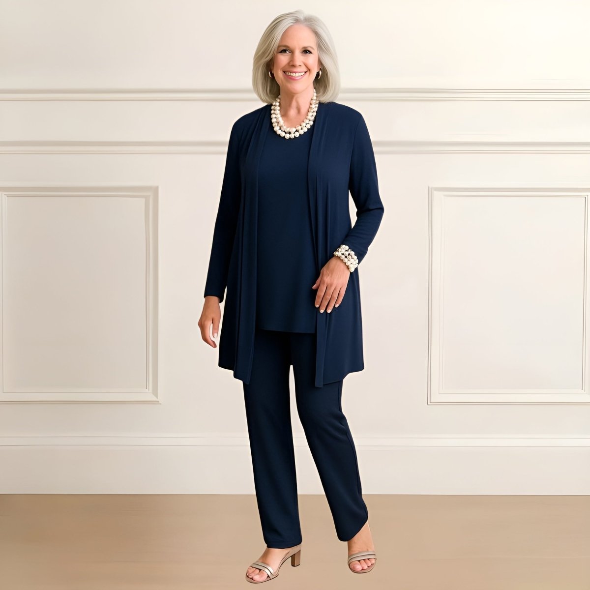 Rosy Cardigan, Top & Trousers Set