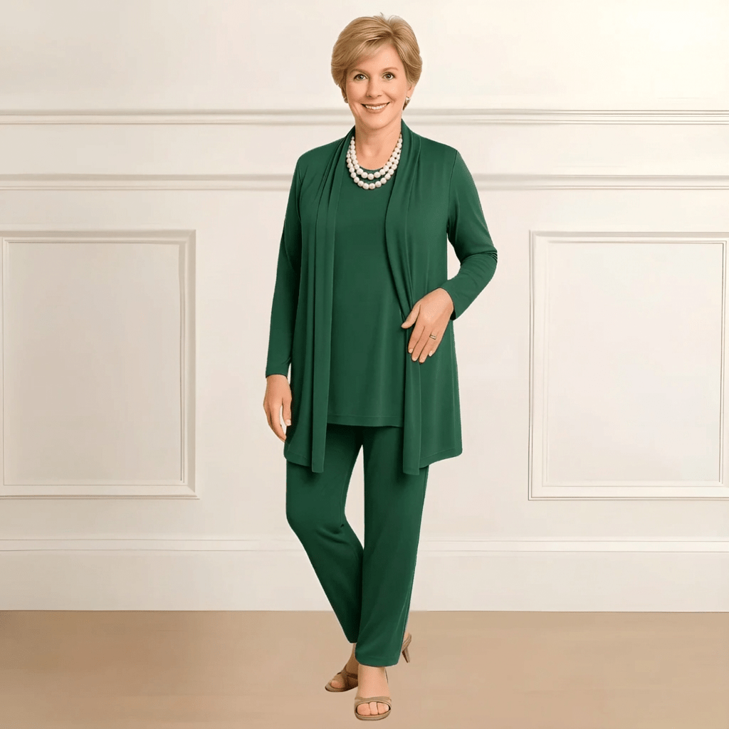 Rosy Cardigan, Top & Trousers Set