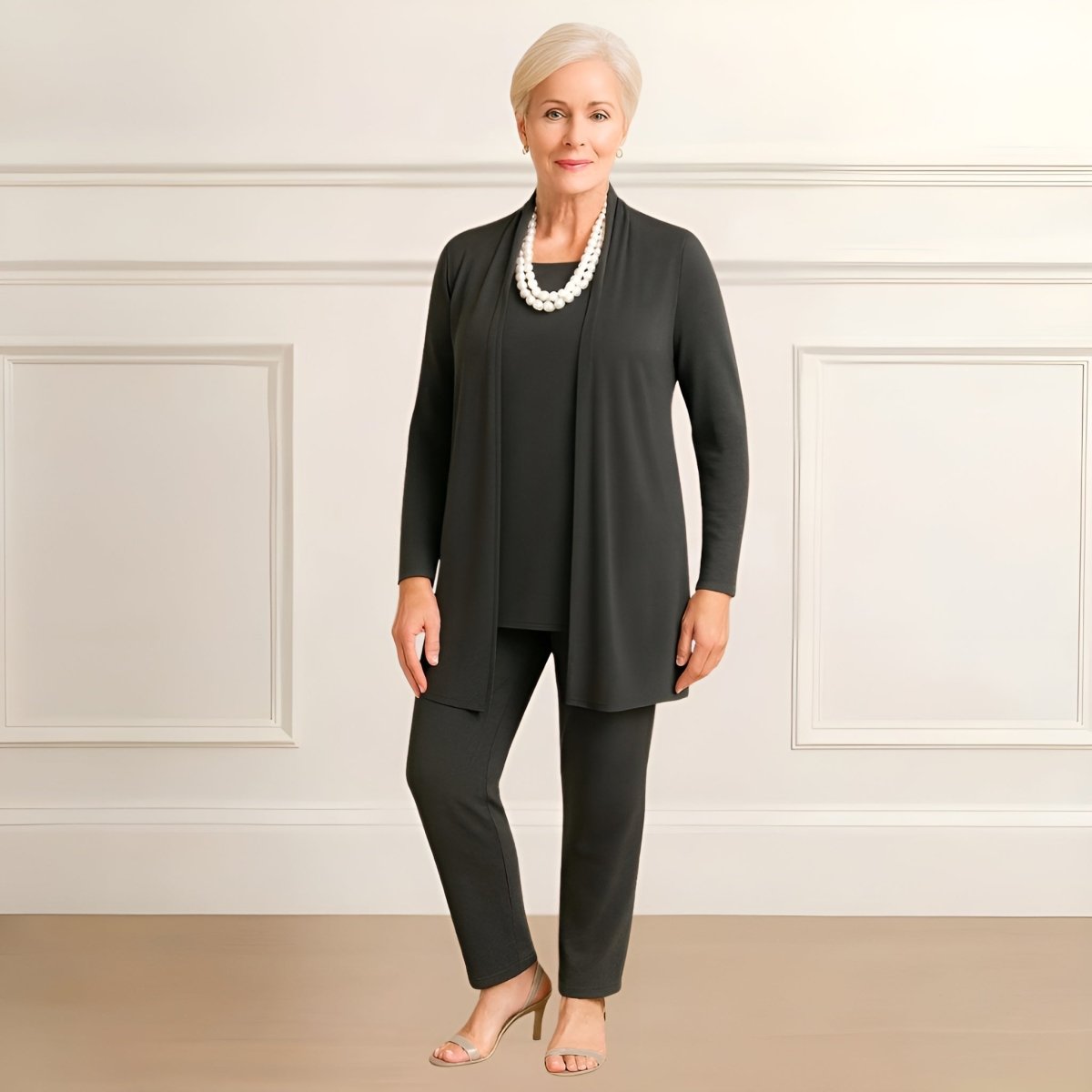 Rosy Cardigan, Top & Trousers Set